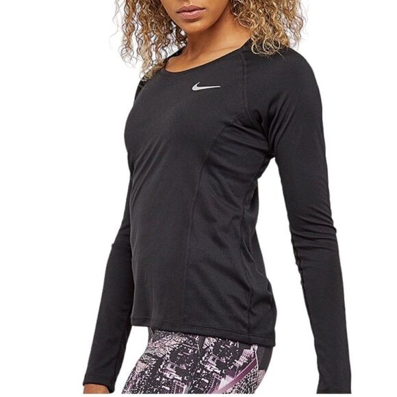 Nike Women’s‎ L Reflective Dry Miler Running Top Dri Fit Longsleeve 831540 010 - Picture 2 of 12